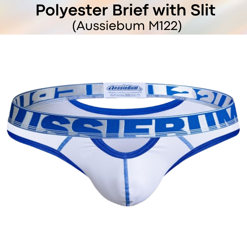 Men's Brief: Polyester Brief with Airholes and Front/Rear Slit Opening (M122)
