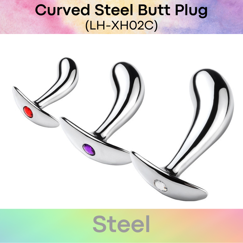 Adult Toy : Curved Stainless Steel Butt Plug (LH-XH02C)