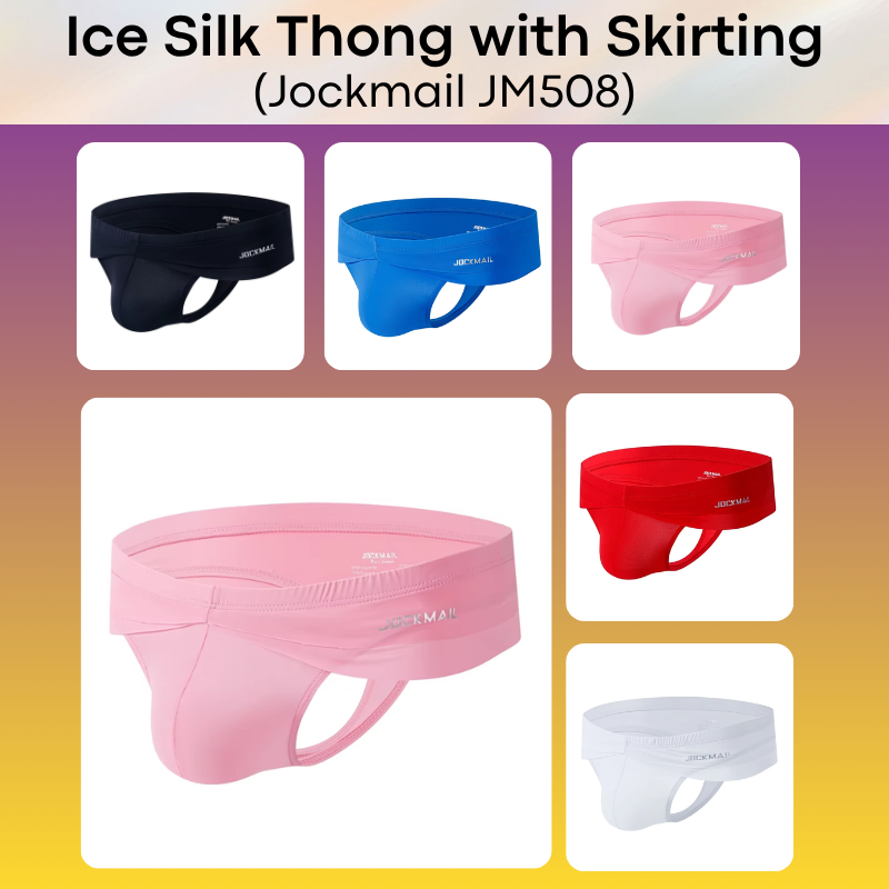 Men's Thong: Polyester Ice Silk Thong with Skirting Underwear (JM508)