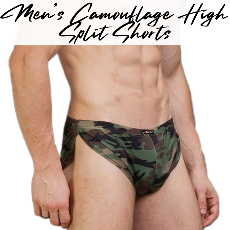 Men's Shorts: Polyester Camouflage High Side Split Shorts without Inner Lining (CHV02-3)