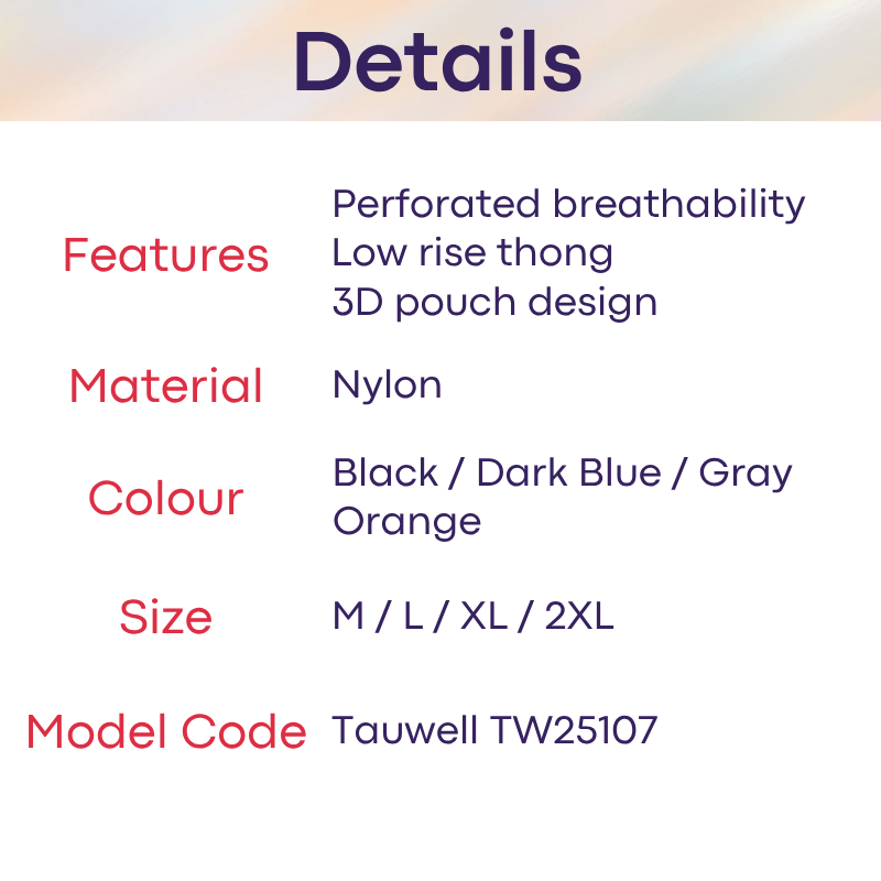 Men's Thong: Nylon Mesh Perforated Thong Underwear (TW25107)