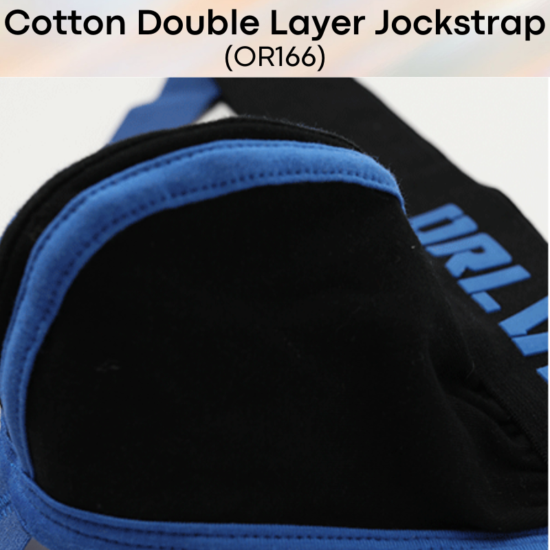 Men's Jockstrap: Cotton Double Layer 3D Pouch Jockstrap Underwear (OR166)