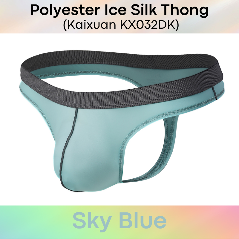Men's Thong: Polyester Ice Silk Soft and Thin Thong Underwear (KX032DK)