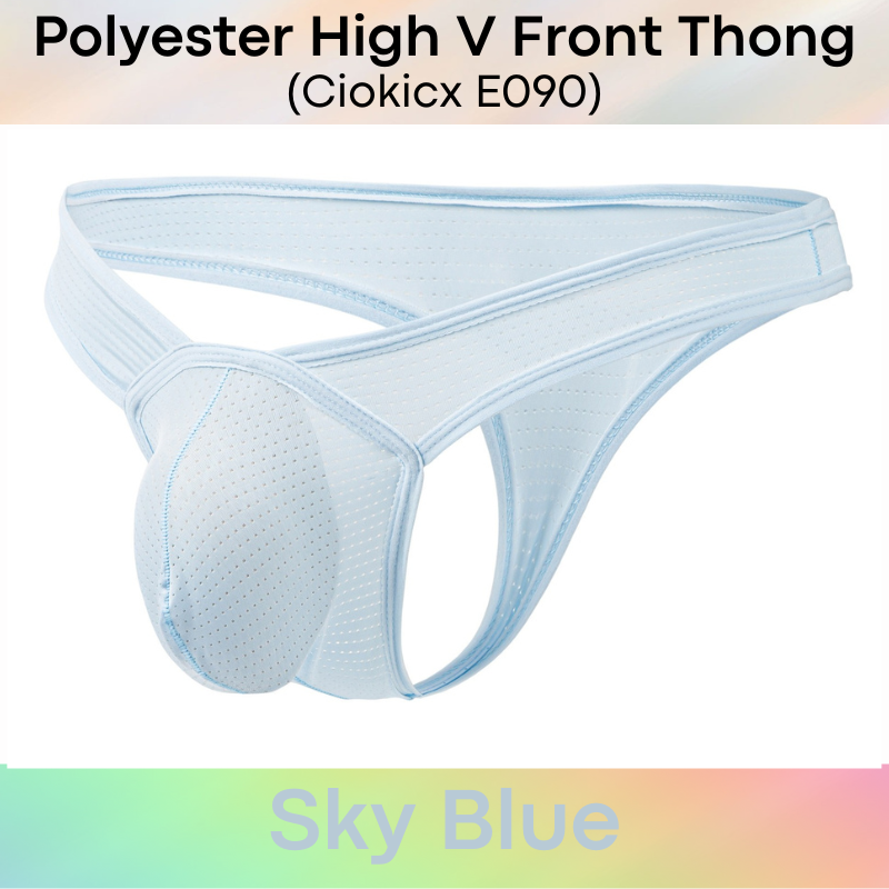 Men's Thong : Polyester Perforated High Front V 3D Pouch Thong Underwear (Ciokicx E090)