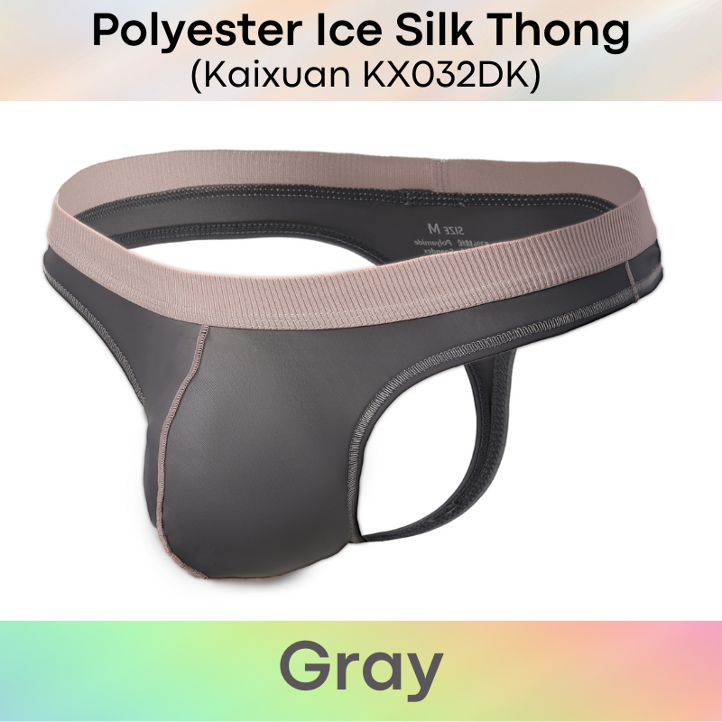 Men's Thong: Polyester Ice Silk Soft and Thin Thong Underwear (KX032DK)