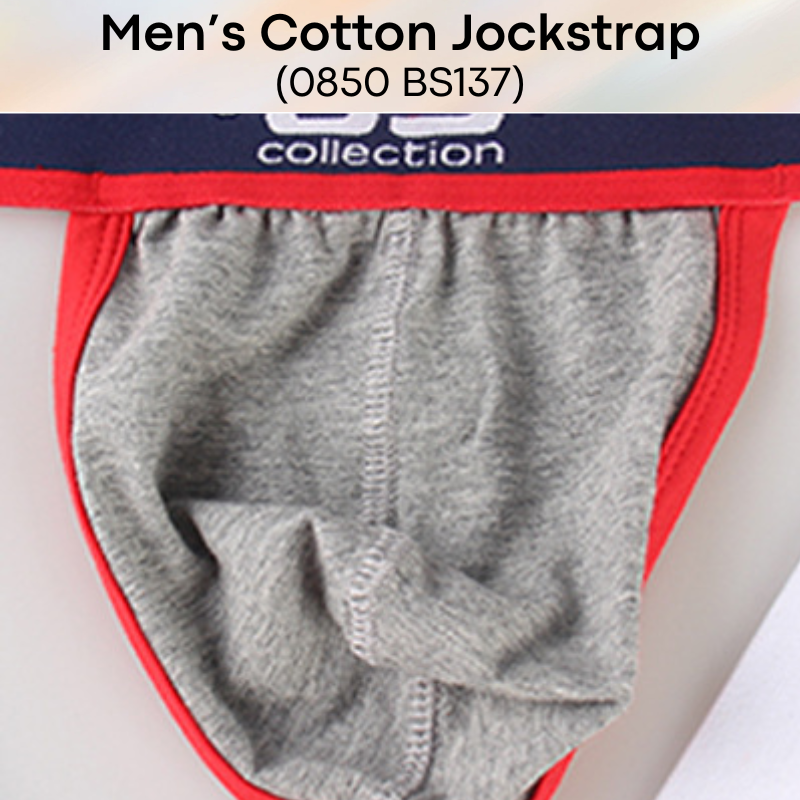 Men's Jockstrap: Cotton Double Layer Pouch Jockstrap with Wide Waistband (BS137)