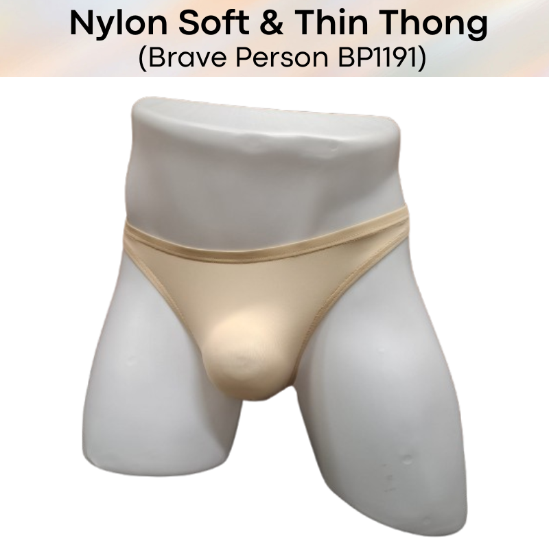 Men's Thong: Nylon Wide Front Close to Skin Thong Underwear (BP1191)