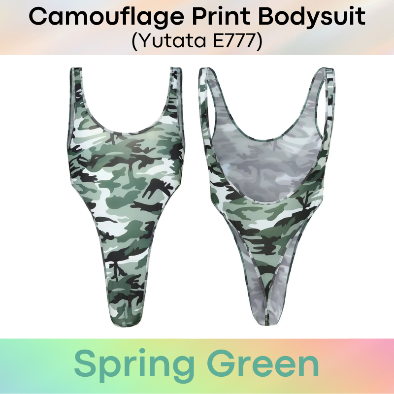 Men's Bodysuit: Polyester Camouflage Print Thong Bodysuit Underwear (E777)