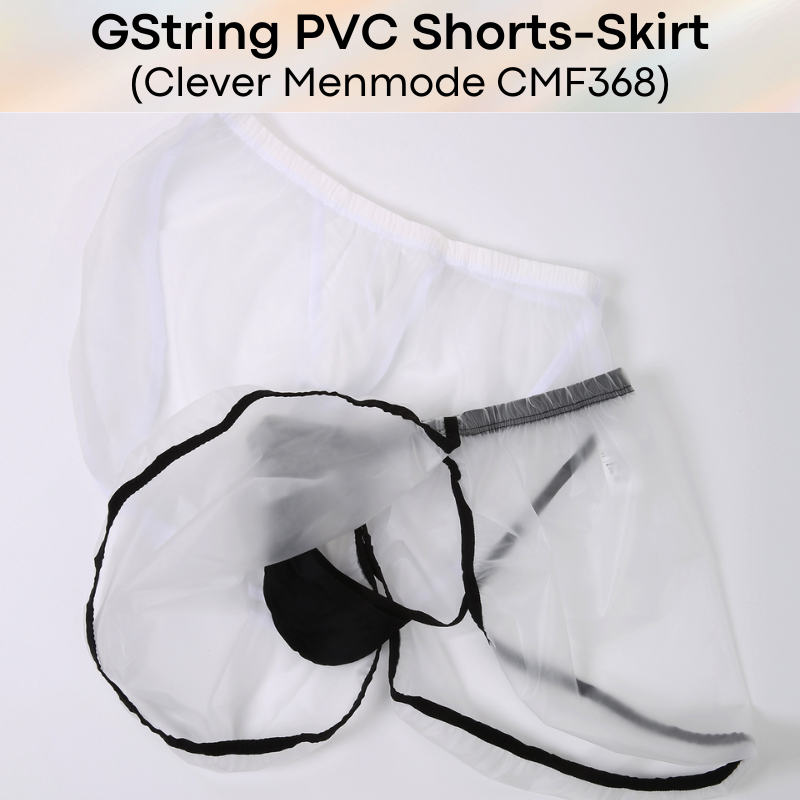 Men's Shorts: PVC Shorts with High Side Split Skirt-Like Homewear (CMF368)