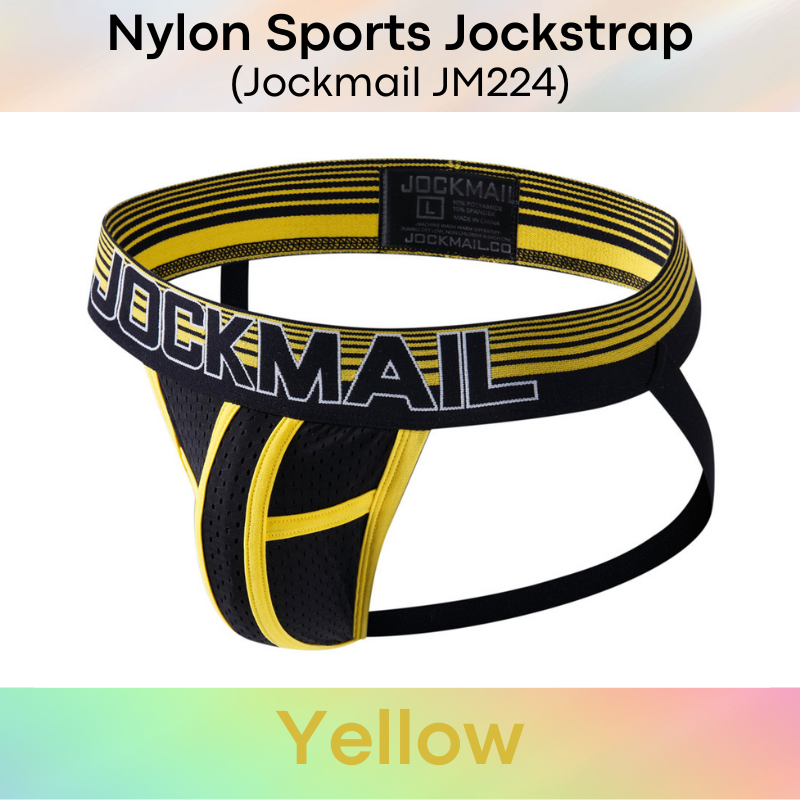 Men's Jockstrap: Nylon Perforated Double Layer 3D Pouch Rugby Sports Jockstrap (JM224)