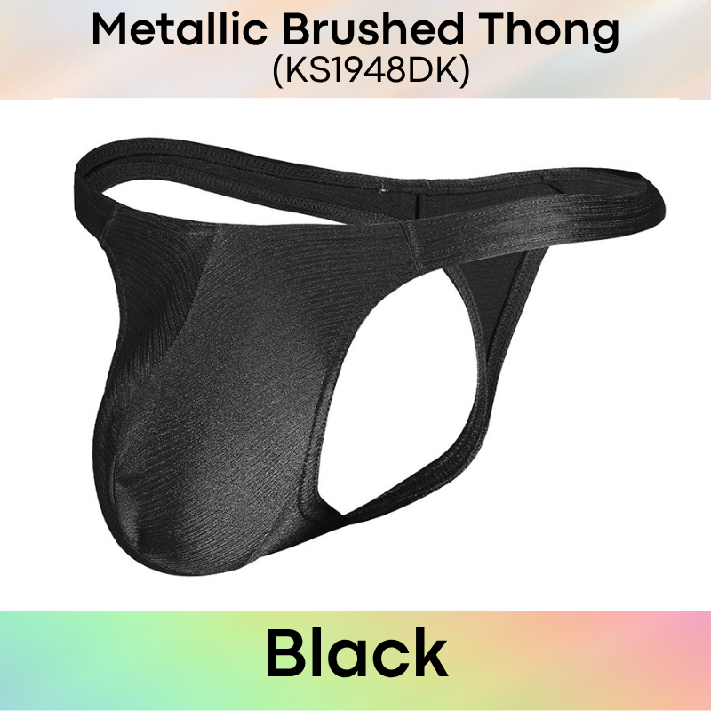 Men's Thong: Polyester Metallic Brushed Thong with 3D Pouch (KS1948DK)