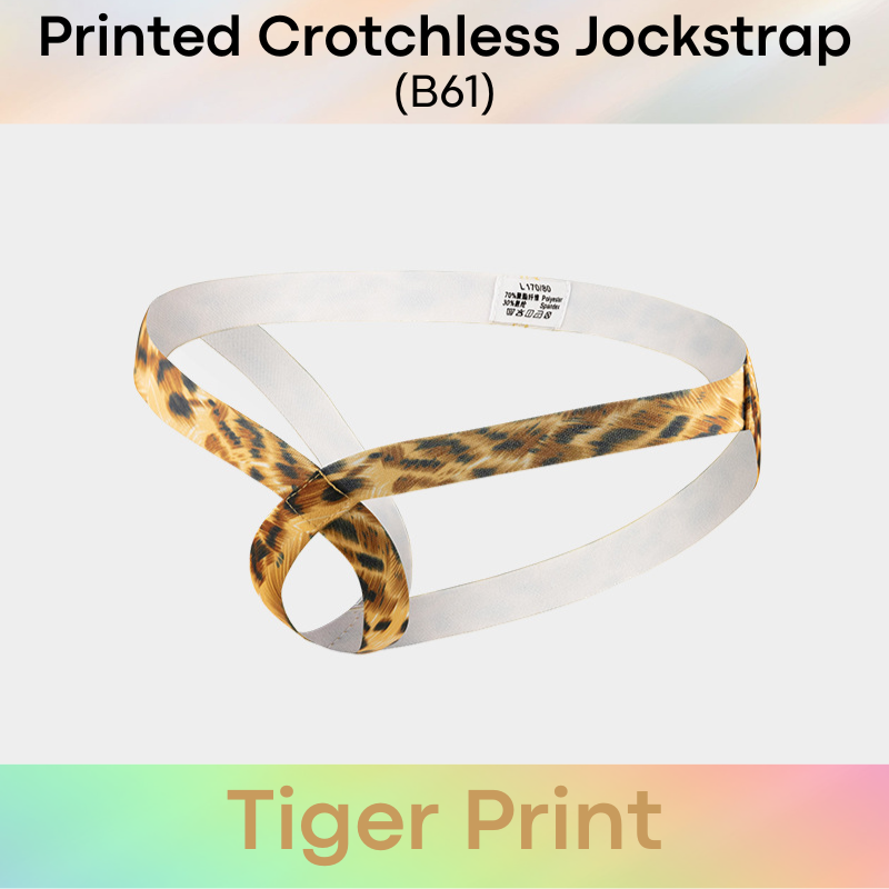 Men's Jockstrap: Polyester Printed Design Crotchless Jockstrap Underwear (B61)