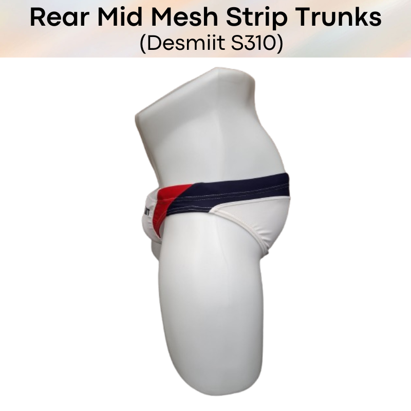 Men's Swimwear: Rear Mid Mesh Strip Swimming Trunks with Drawstring (S310)