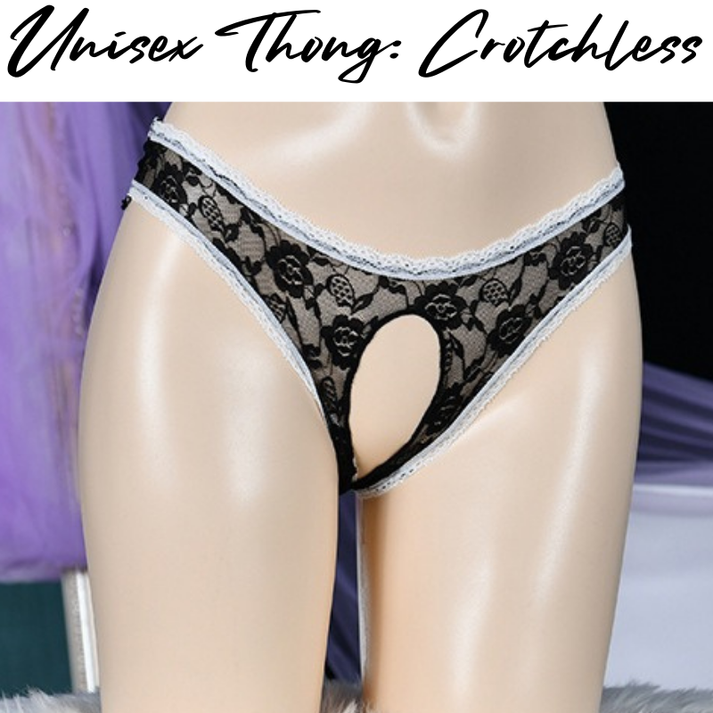 Men's Thong : Crotchless Lace Underwear (Qinghe N7320A)