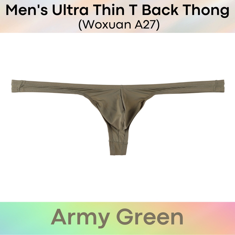 Men's Thong : Ultra Thin T Back Underwear (Woxuan A27)