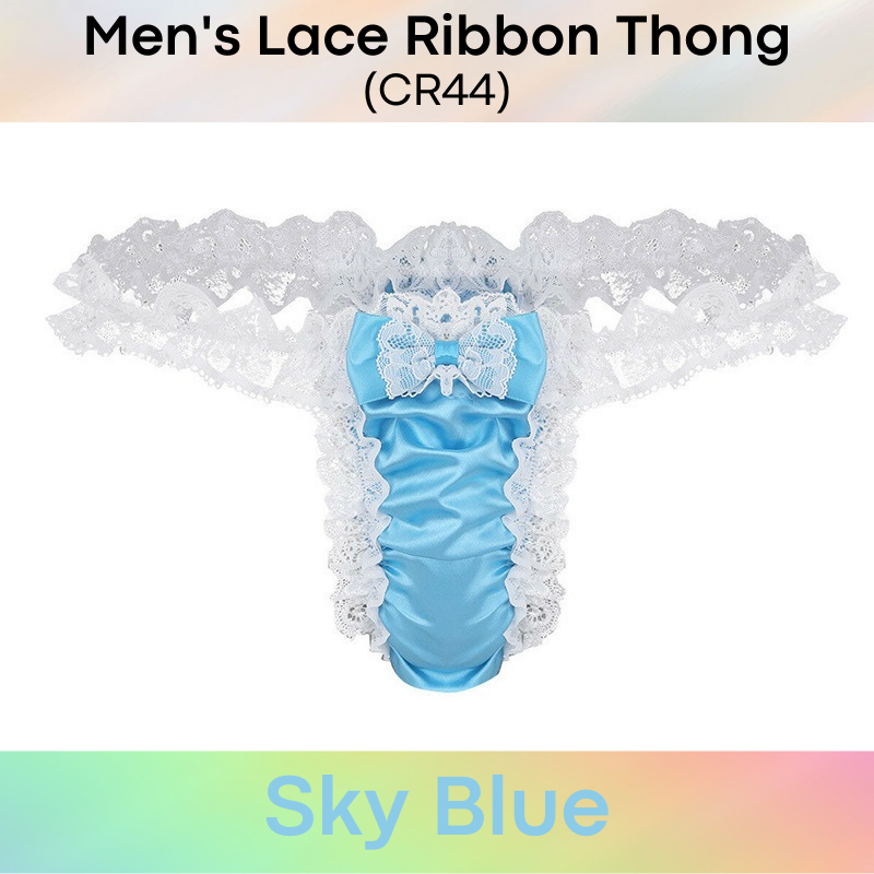 Men's Thong : Lace and Ribbon Underwear (CR44)