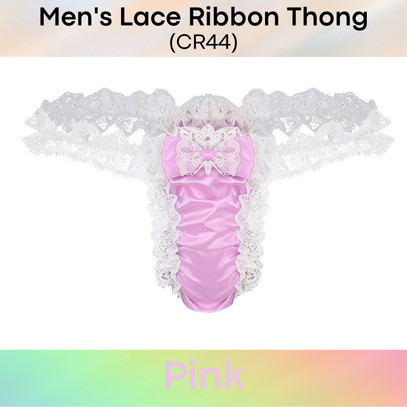 Men's Thong : Lace and Ribbon Underwear (CR44)