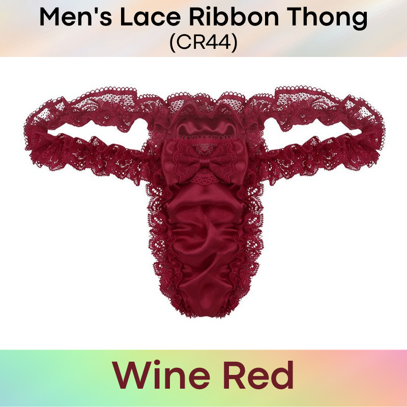 Men's Thong : Lace and Ribbon Underwear (CR44)