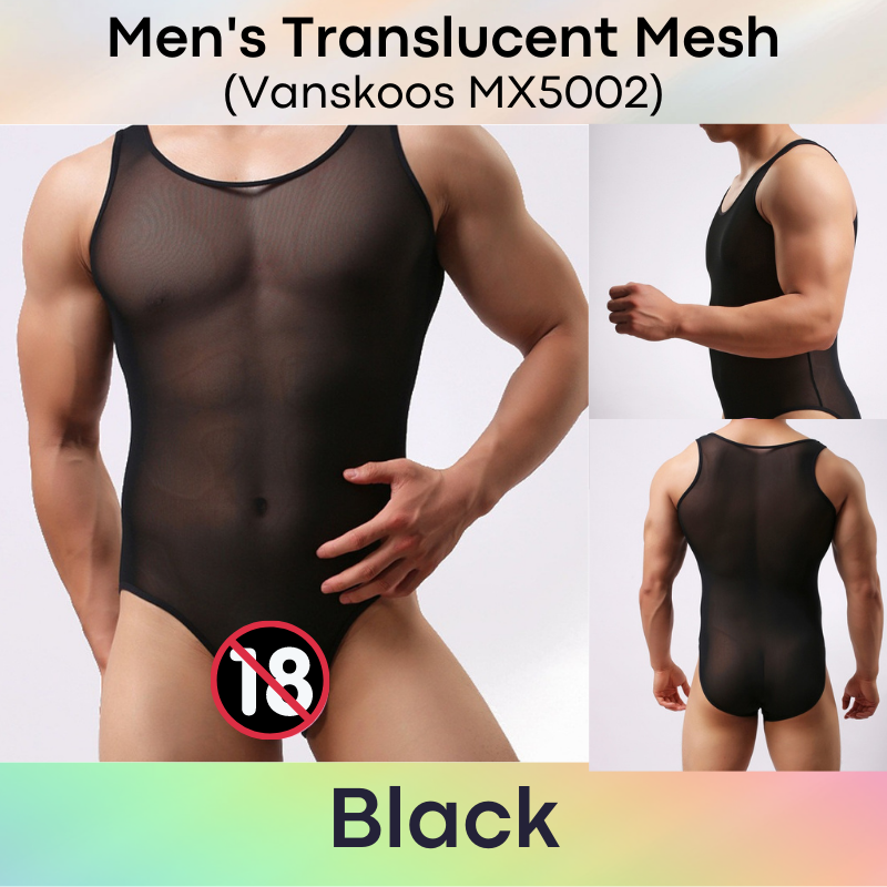 Men's Bodysuit : Translucent Mesh Brief (Vanskoos MX5002)