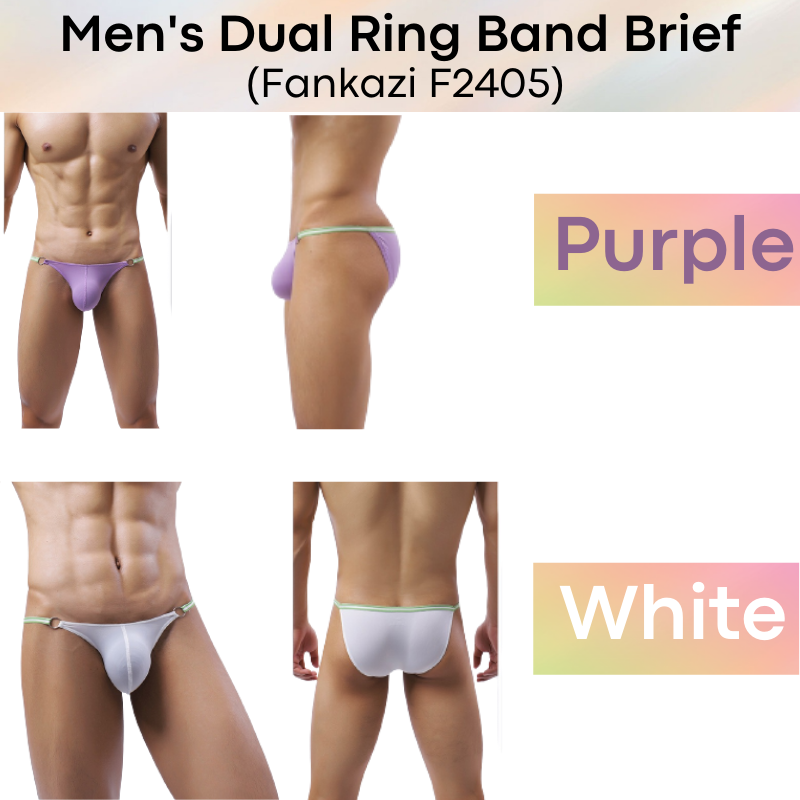 Men's Brief : 2 Ring Accessory Ice Silk Underwear (Fankazi F2405)