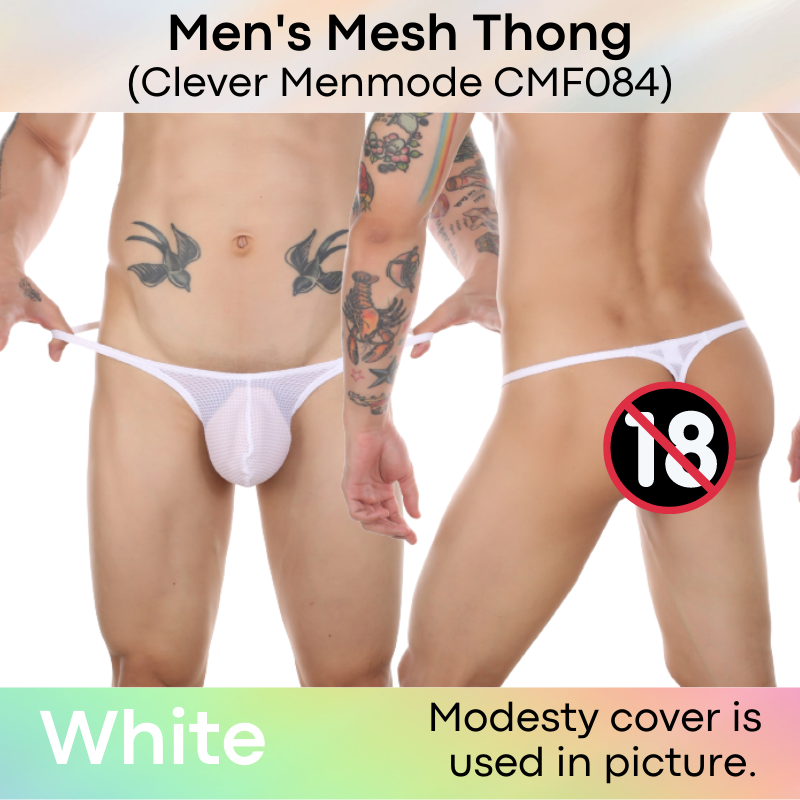 Men's Thong : Textured Mesh Large Pouch Underwear (Clever Menmode CMF084)