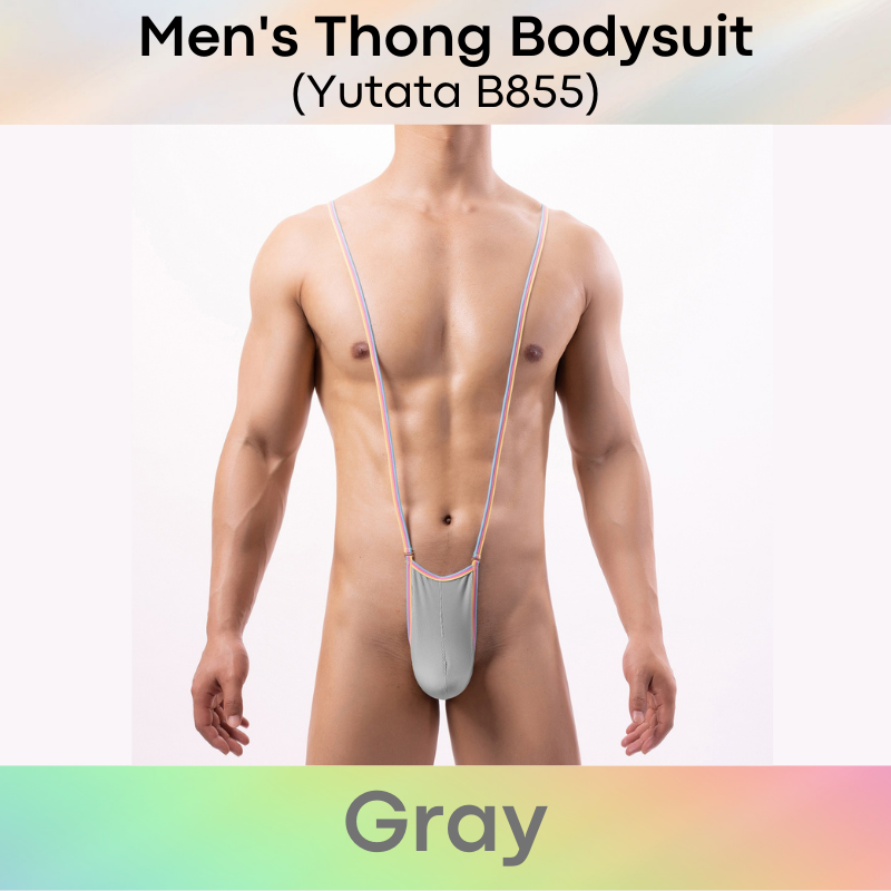 Men's Bodysuit : Thong with Rainbow Band Bodysuit (Yutata B855)