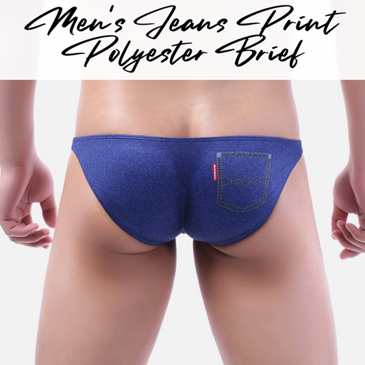 Men's Brief : Jeans Print Polyester Brief Underwear (Fankazi F2301)