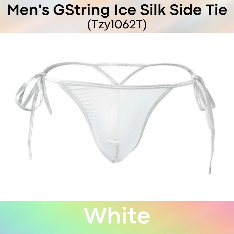 Men's GString : Side Ribbon Tie Ice Silk Underwear (Tzy1062T)