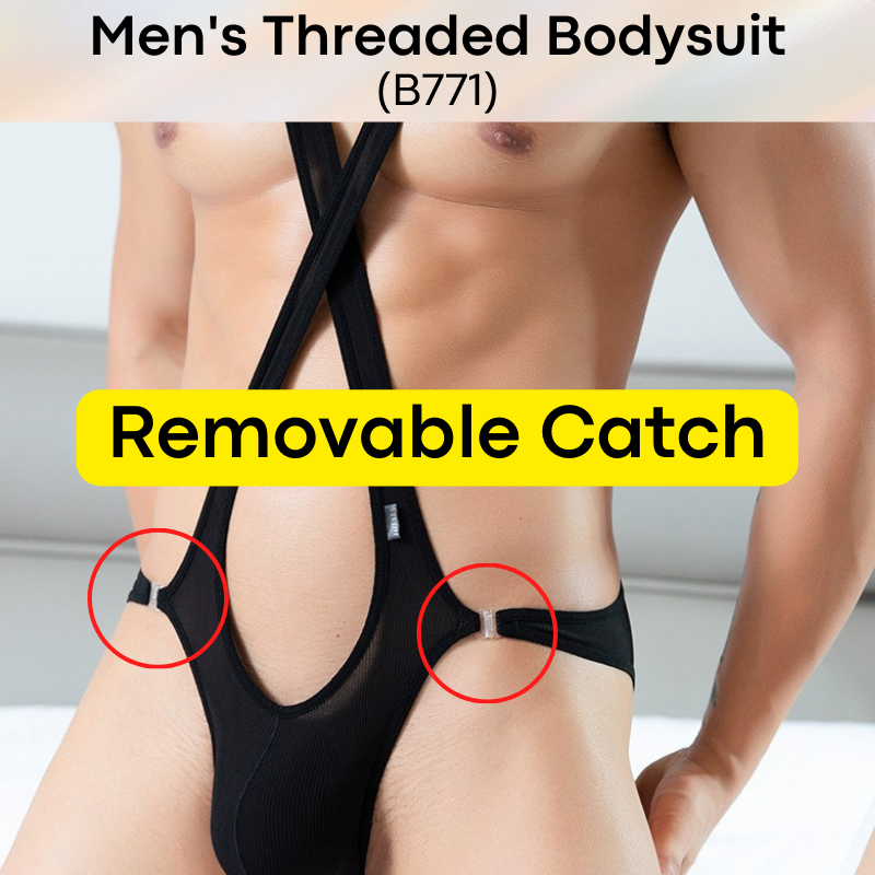 Men's Bodysuit : Threaded Texture with Removable Waist Catch (Yutata E771)