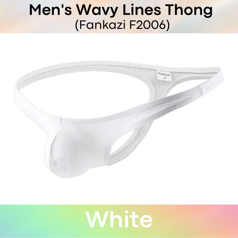 Men's Thong : Wavy Line Super Low Waist Protruding Pouch Underwear (Fankazi F2006)