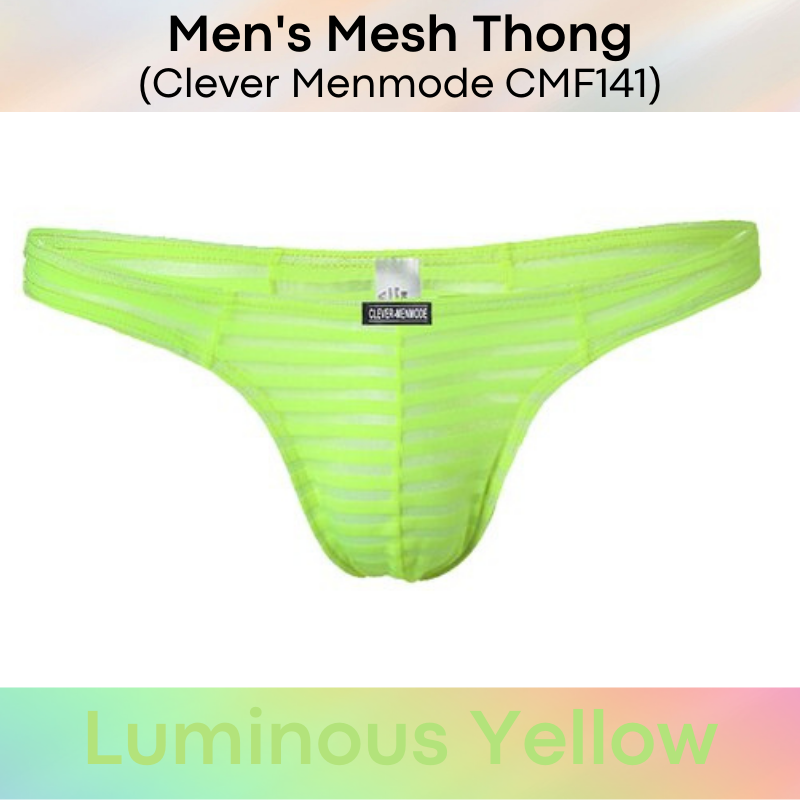 Men's Thong : Mesh Horizontal Stripe Underwear (Clever Menmode CMF141)