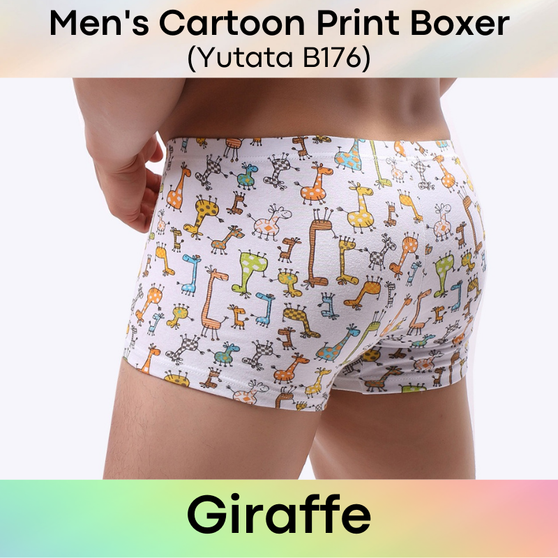 Men's Boxer : Cartoon Print Cotton Boxer Underwear (Yutata B176)