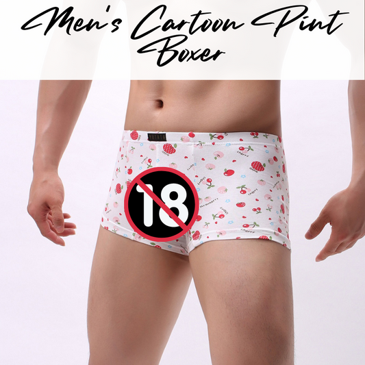 Men's Boxer : Cartoon Print Cotton Boxer Underwear (Yutata B176)