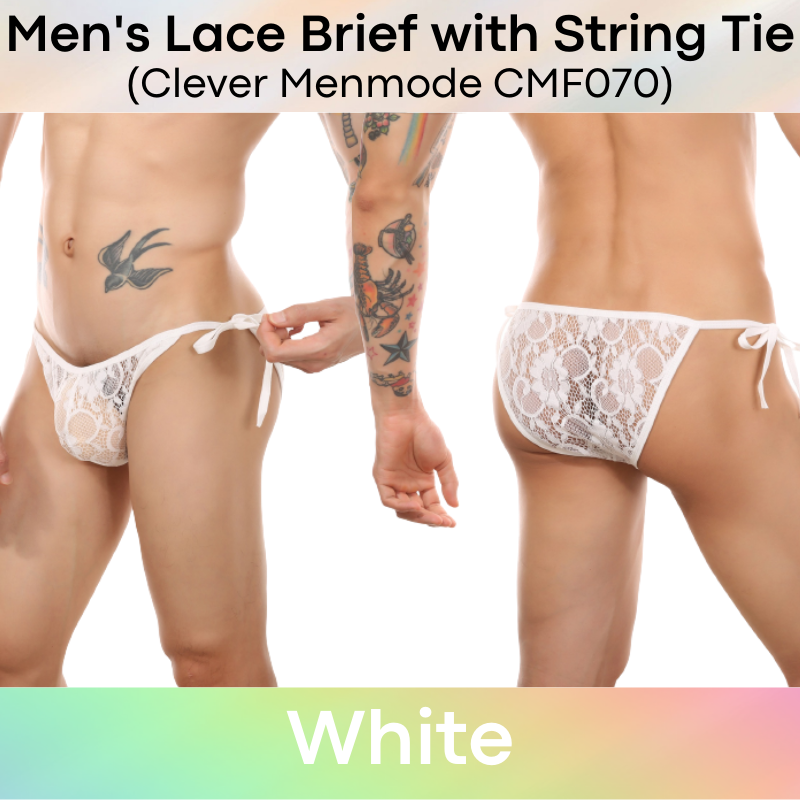 Men's Brief : Lace Bikini with String Tie Underwear (Clever Menmode CMF070)