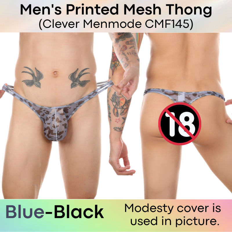 Men's Thong : Printed Mesh Large Pouch Underwear (Clever Menmode CMF145)