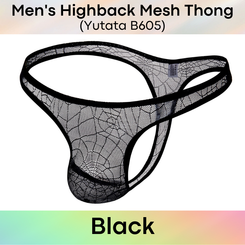 Men's Thong : High Back Spider Web Mesh Underwear (Yutata B605)