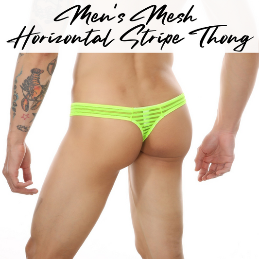 Men's Thong : Mesh Horizontal Stripe Underwear (Clever Menmode CMF141)