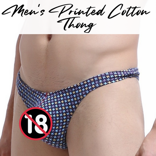 Men's Thong : Printed with Pouch Protrusion Underwear (Wanjiang WJ5005DK)