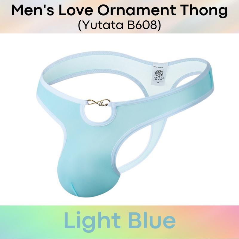 Men's Thong : Love Ornament Ice Silk Underwear (Yutata B608)