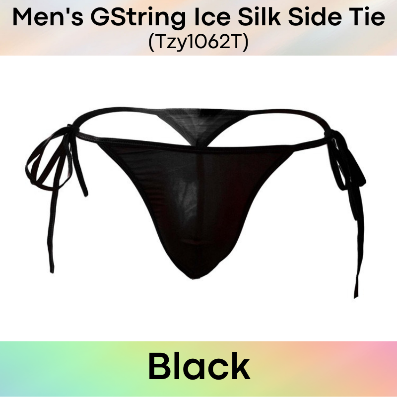 Men's GString : Side Ribbon Tie Ice Silk Underwear (Tzy1062T)