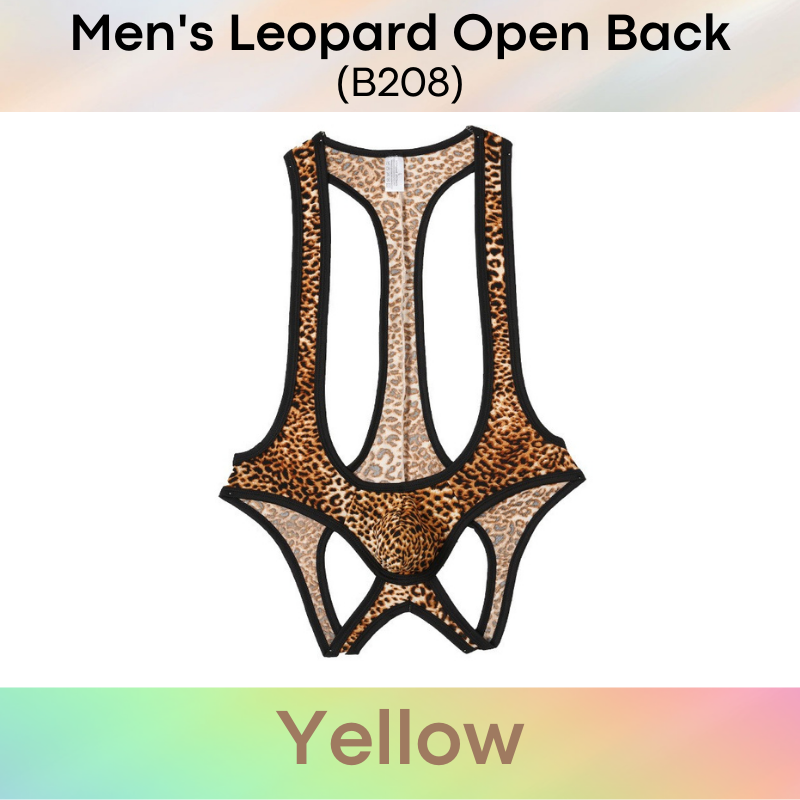Men's Bodysuit : Leopard Print Open Back (B208)