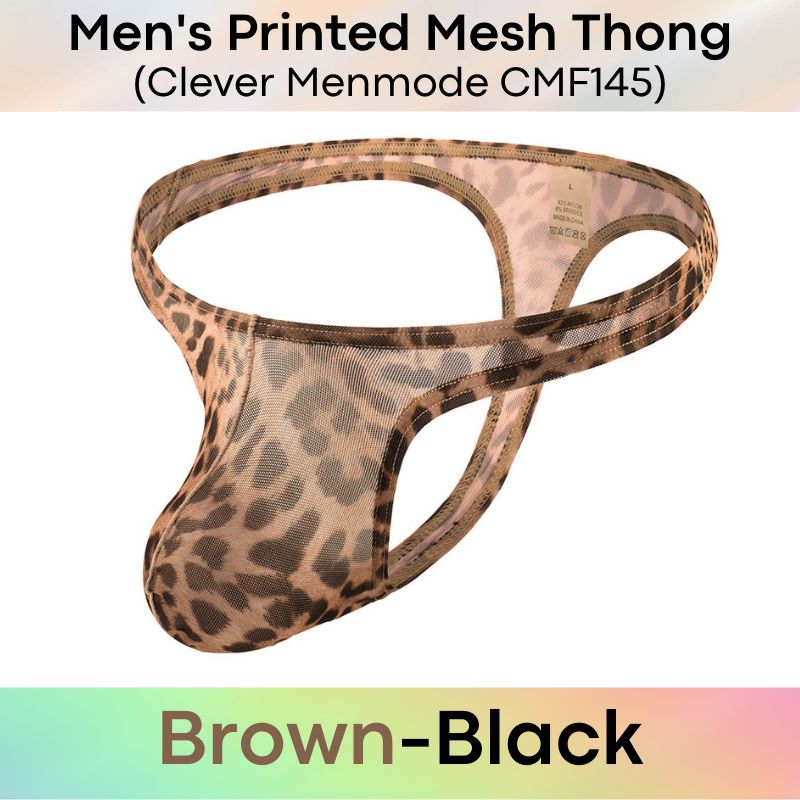 Men's Thong : Printed Mesh Large Pouch Underwear (Clever Menmode CMF145)