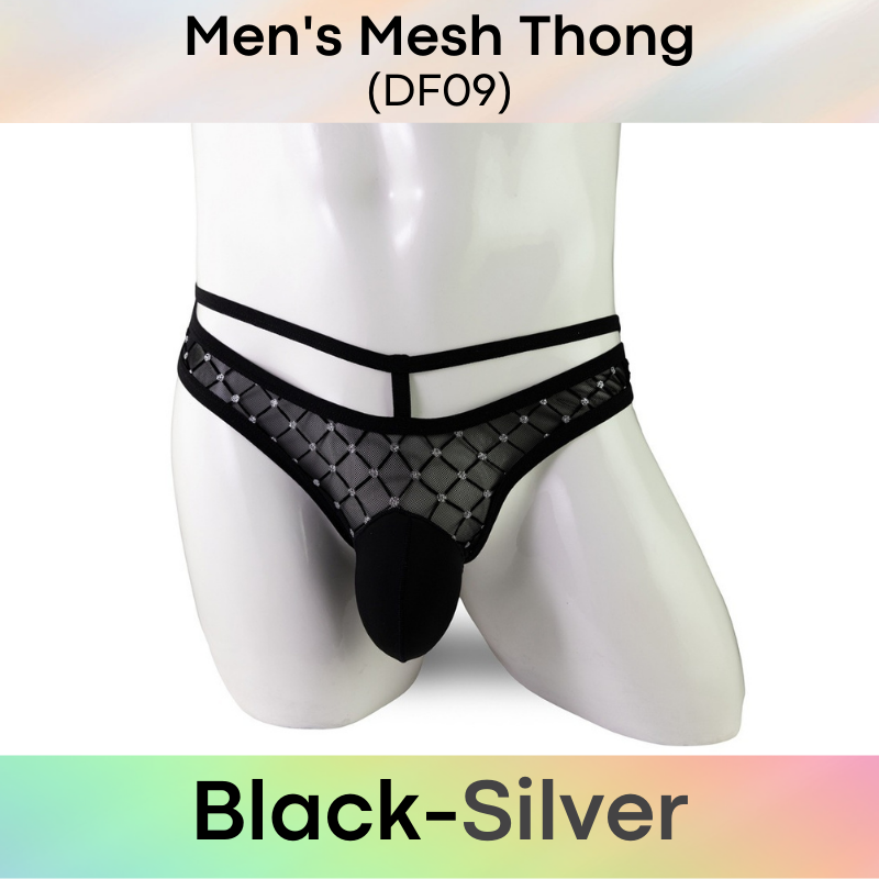 Men's Thong : Mesh Thong with Extra Hip Band Underwear (DF09)