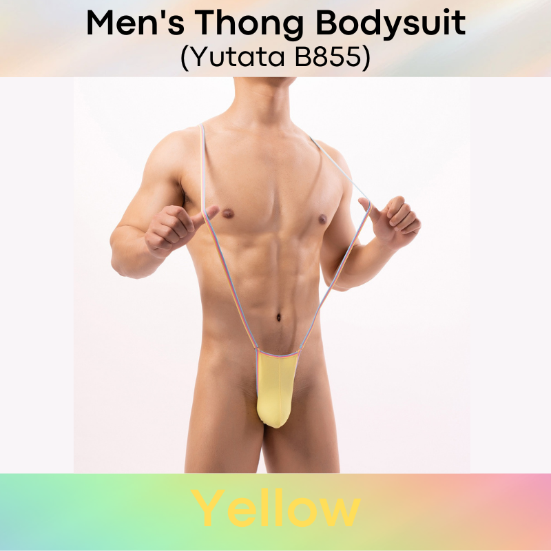 Men's Bodysuit : Thong with Rainbow Band Bodysuit (Yutata B855)