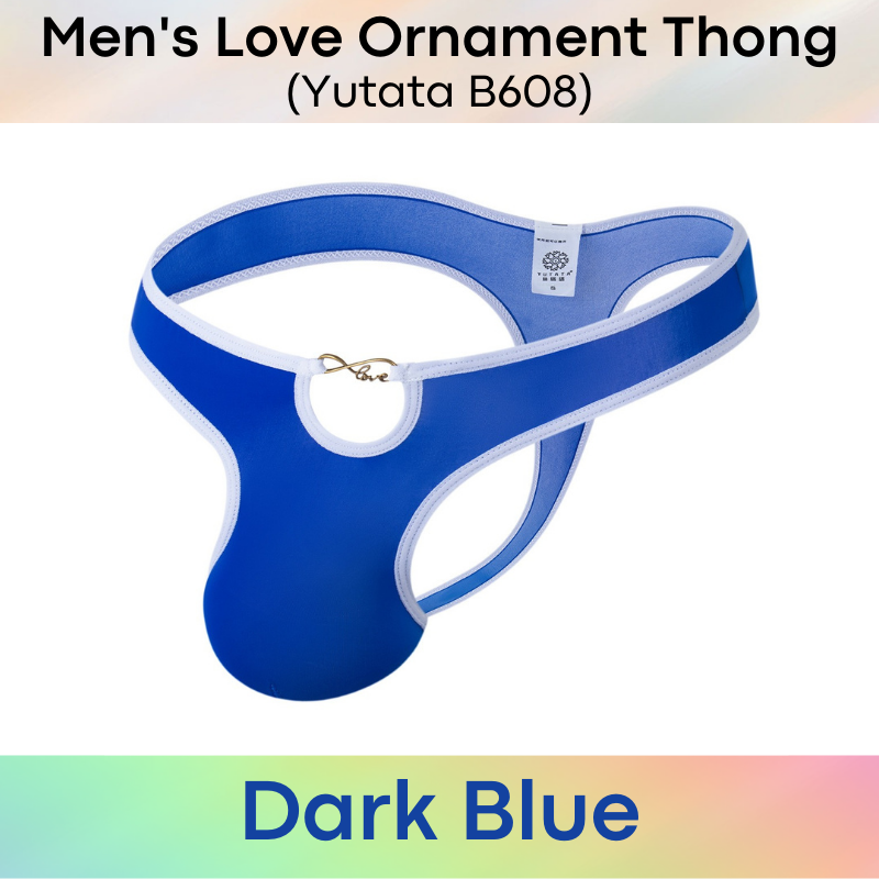 Men's Thong : Love Ornament Ice Silk Underwear (Yutata B608)