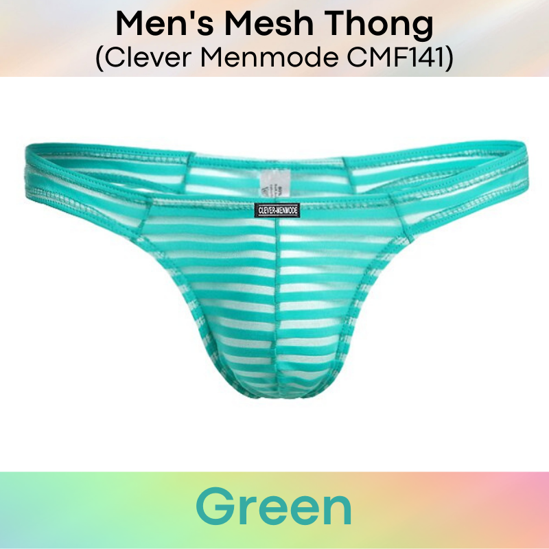 Men's Thong : Mesh Horizontal Stripe Underwear (Clever Menmode CMF141)