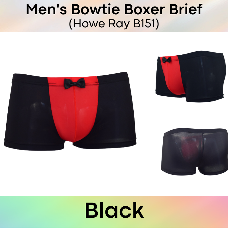 Men's Boxer : Bowtie Accessory Dual Colour Contrast Boxer Underwear (Howe Ray B151)