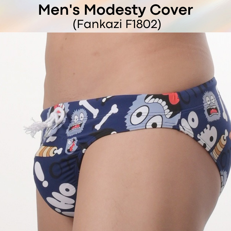 Men's Swimwear: Monster Print Bikini Brief Swim Trunks with Removable Modesty Padding (Fankazi F1802)