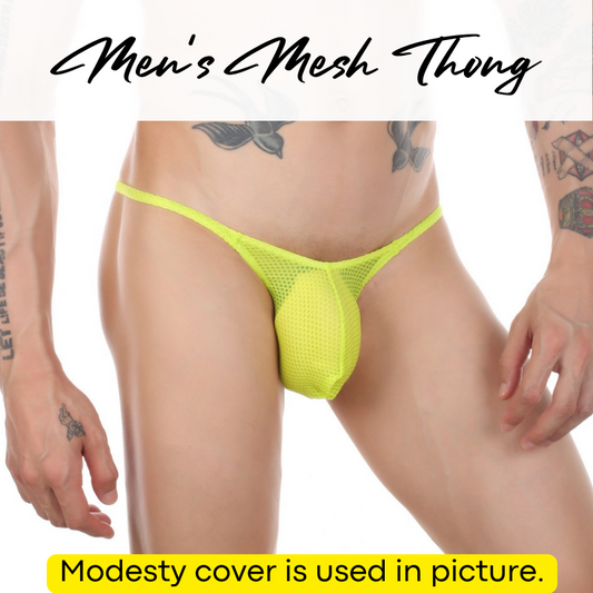 Men's Thong : Textured Mesh Large Pouch Underwear (Clever Menmode CMF084)