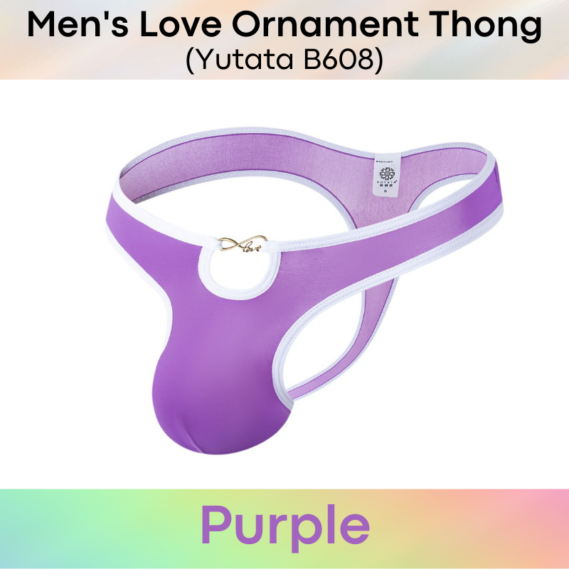 Men's Thong : Love Ornament Ice Silk Underwear (Yutata B608)